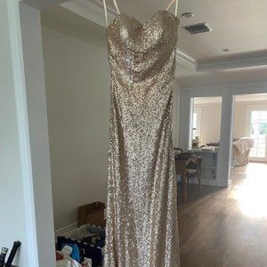 La Femme gold glitter gown